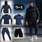 Kompresyjny zestaw 5in1 Bluza z kapturem 2x Koszulka Rushguard z krótkim/długim rękawem legginsy kompresyjne szorty 5x Spartan Blue&Black